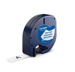 Dymo LT S0721610 / 91201 Authentic LetraTag Label Tape Self Adhesive Black Print on White 12 mm x 4m