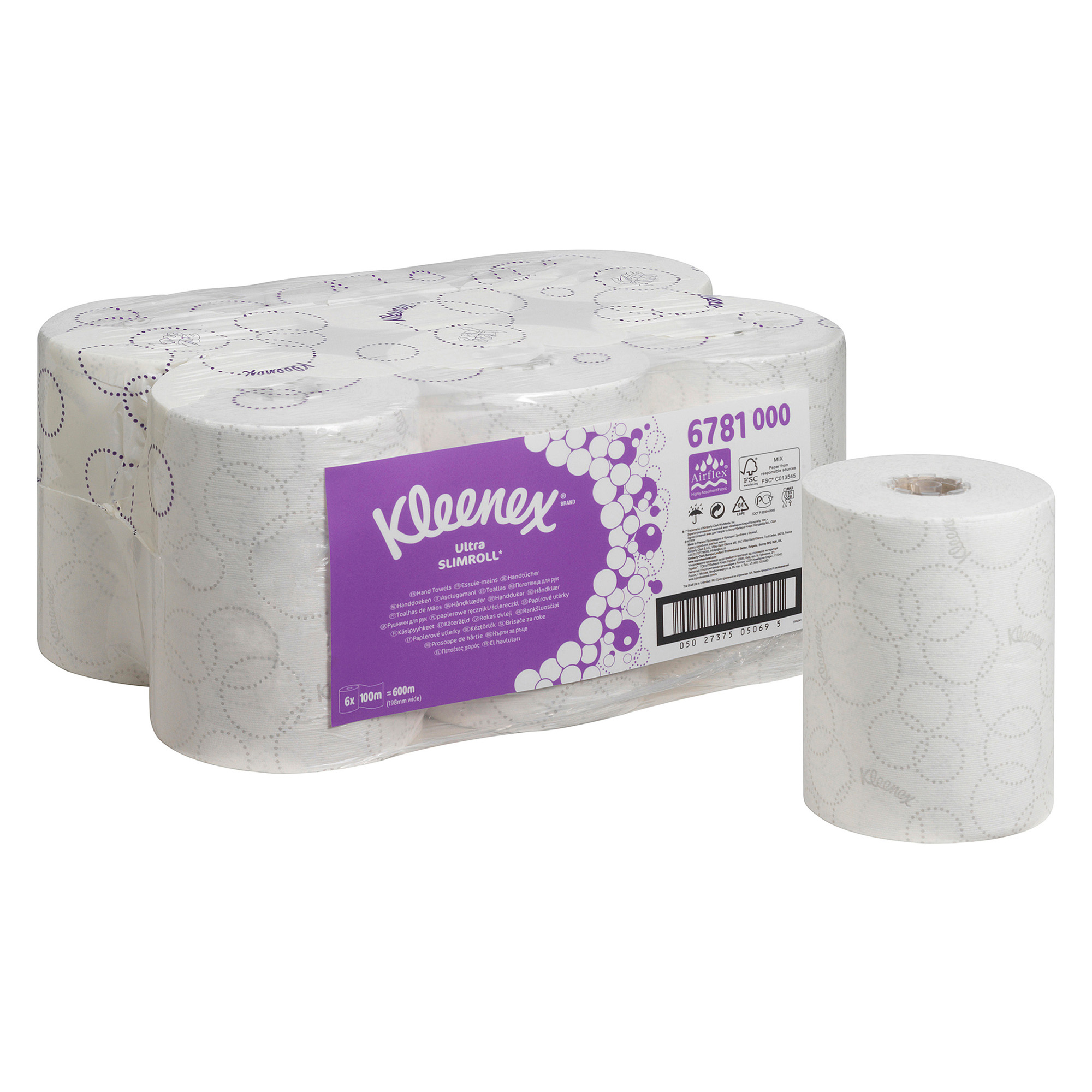 Carta asciugamani in rotolo Kleenex Ultra Slimroll 2 veli 6 rotoli da 400  fogli su