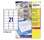 Avery L7560-25 Address Labels Self Adhesive 63.5 x 38.1 mm Clear 25 Sheets of 21 Labels