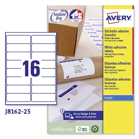 Avery Inkjet Address Labels QuickDry White 400 labels per pack