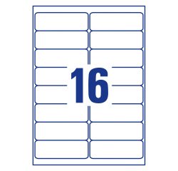 Etichette Avery bianche in carta riciclata al 100%, 99,1x33,9mm, 16 etichette per foglio, adesivo permanente, laser e inkjet, 100 fogli