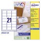 Avery J8160-25 Address Labels Self Adhesive 63.5 x 38.1 mm White 25 Sheets of 21 Labels