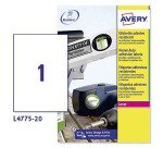 Avery L4775-20 Resistant Labels Self Adhesive 210 x 297 mm White 20 Sheets of 1 Label