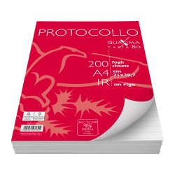 200 Fogli A4 - Protocollo 1R a righe - senza margine - 80 g/m²