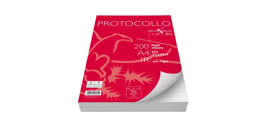 200 Fogli A4 - Protocollo 1R a righe - senza margine - 80 g/m²