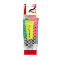 STABILO NEON Highlighter Assorted Broad Chisel 2-5 mm Pack of 4