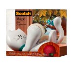 Dispenser tendinastro a forma di gatto e Nastro Adesivo Scotch C39 bianco 6,6 x 8,4 cm