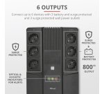 Gruppo di continuità Trust Maxxon 800VA 6 prese a parete nero