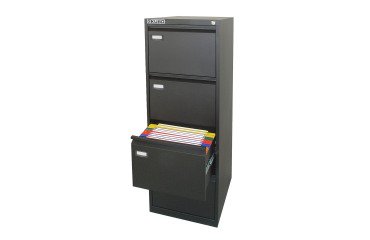 Classificatore Monoblocco in Metallo a 4 Cassetti Colore Nero, Fornito Montato