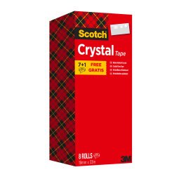 Scotch Crystal Clear Tape 19mm x 33m Transparent Value Pack 8 Rolls