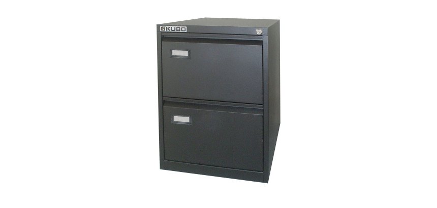 Classificatore Monoblocco Kubo in Metallo a 2 Cassetti Colore Nero, Fornito Montato