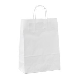 Buste shopper con cordino – carta kraft bianca - Dimensioni (H x L x P): 29 x 22x 10 cm - 25 unità