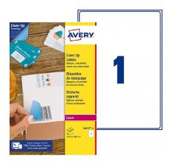 Etichette adesive Avery in carta bianca coprente 199,6x289,1mm, 1 etichetta per foglio, adesivo permanente, laser, 25 fogli