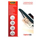 Buste Pouches per plastificazione Fellowes 75 x 105 mm 125 micron finitura lucida in conf. da 100 pz