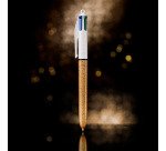 Penna a sfera a scatto BIC 4 Colori Champagne fusto dorato con bollicine al tatto, 1mm