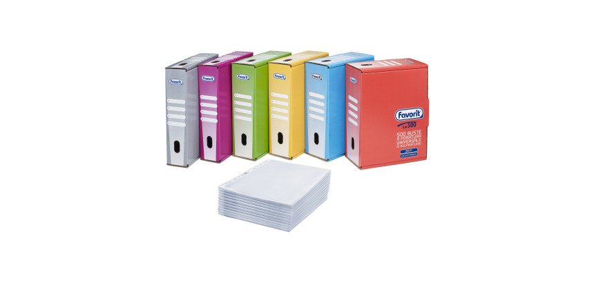 Buste a perforazione Universale Favorit LA500 Superior 22 x 30 cm trasparente polipropilene finitura goffrata a buccia d'arancia spessore alto 500 unità
