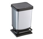 Cestino a pedale polipropilene Rotho 20 lt 29,3 x 26,6 x 45,7 cm nero, argento