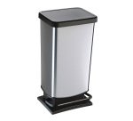 Cestino a pedale polipropilene Rotho 40 lt 35,3 x 29,5 x 67,6 cm nero, argento