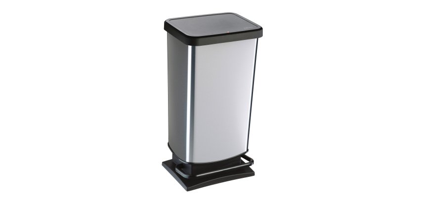 Cestino a pedale polipropilene Rotho 40 lt 35,3 x 29,5 x 67,6 cm nero, argento