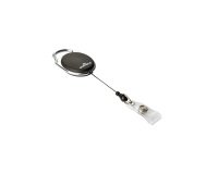 DURABLE Retractable Badge Reel Metal Clip 800 mm Cord Black Pack of 10
