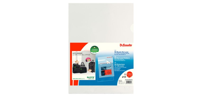Esselte L Shaped Pocket Deluxe A4 Clear polypropylene heavy weight 50 pieces