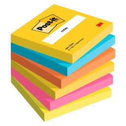 Post-it Sticky Notes 76 x 76 mm Energetic Assorted Colours 6 Pads of 100 Sheets