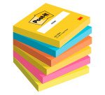 Post-it Sticky Notes 76 x 76 mm Energetic Assorted Colours 6 Pads of 100 Sheets