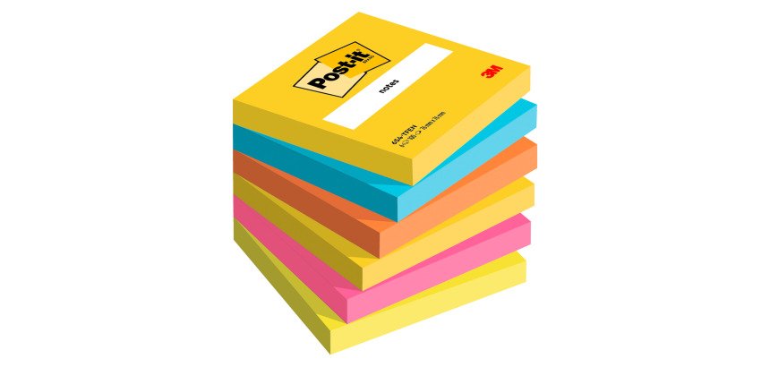 Post-it Sticky Notes 76 x 76 mm Energetic Assorted Colours 6 Pads of 100 Sheets