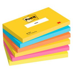 Post-it Sticky Notes 127 x 76 mm Energetic Assorted Colours 6 Pads of 100 Sheets