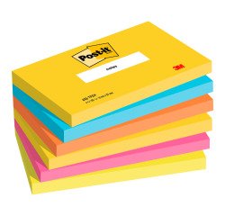 Post-it Sticky Notes 127 x 76 mm Energetic Assorted Colours 6 Pads of 100 Sheets