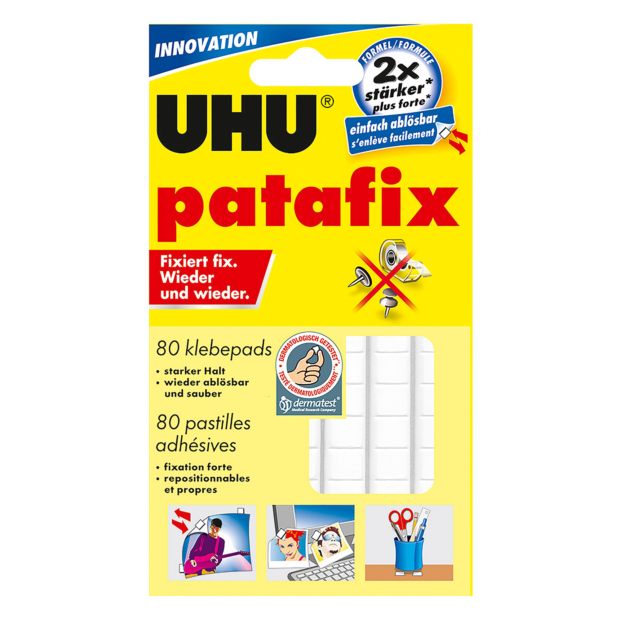 UHU Patafix 41710 - Gomma adesiva removibile, Bianco, confezione da 80  gommini : : Casa e cucina