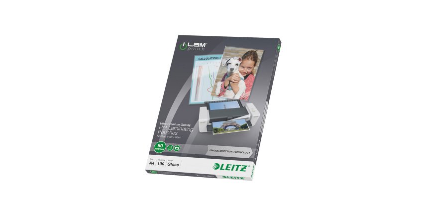 Leitz Premium Laminating Pouch A4 Glossy 2 x 80 (160 Microns) Transparent Pack of 100