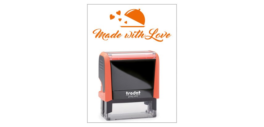 Timbro Trodat Printy 4912 "Made with love" arancione