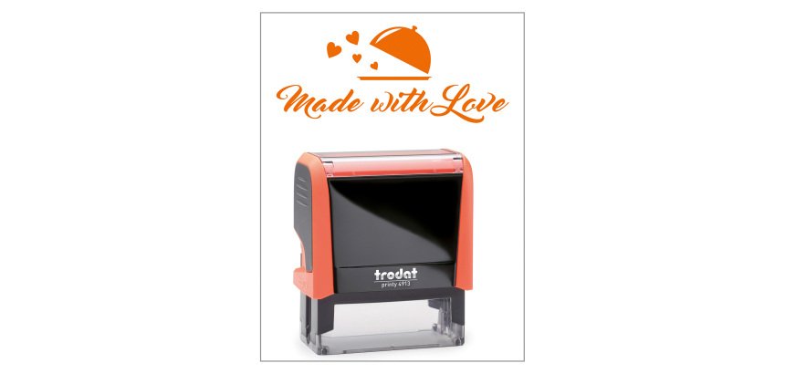 Timbro Trodat Printy 4912 "Made with love" arancione