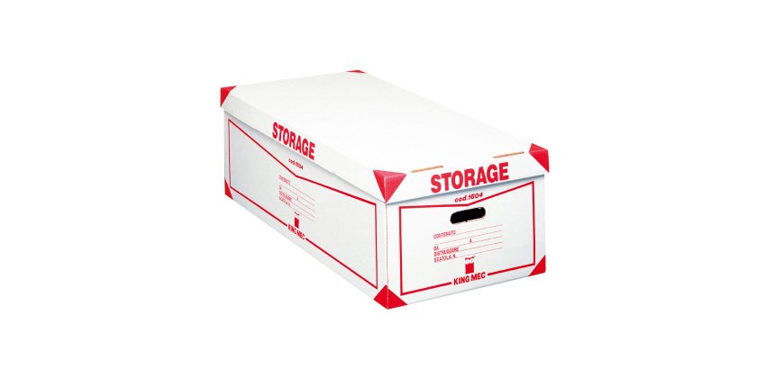 Contenitore con coperchio King Mec bianco, rosso cartone 38,5 x 75,5 x 26,4 cm