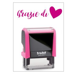 Timbro Trodat Printy 4912 "Grazie di cuore" fucsia