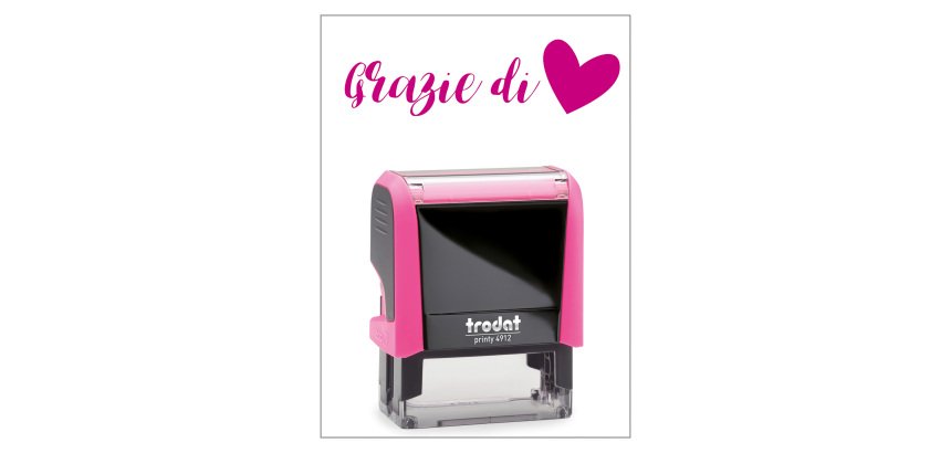 Timbro Trodat Printy 4912 "Grazie di cuore" fucsia