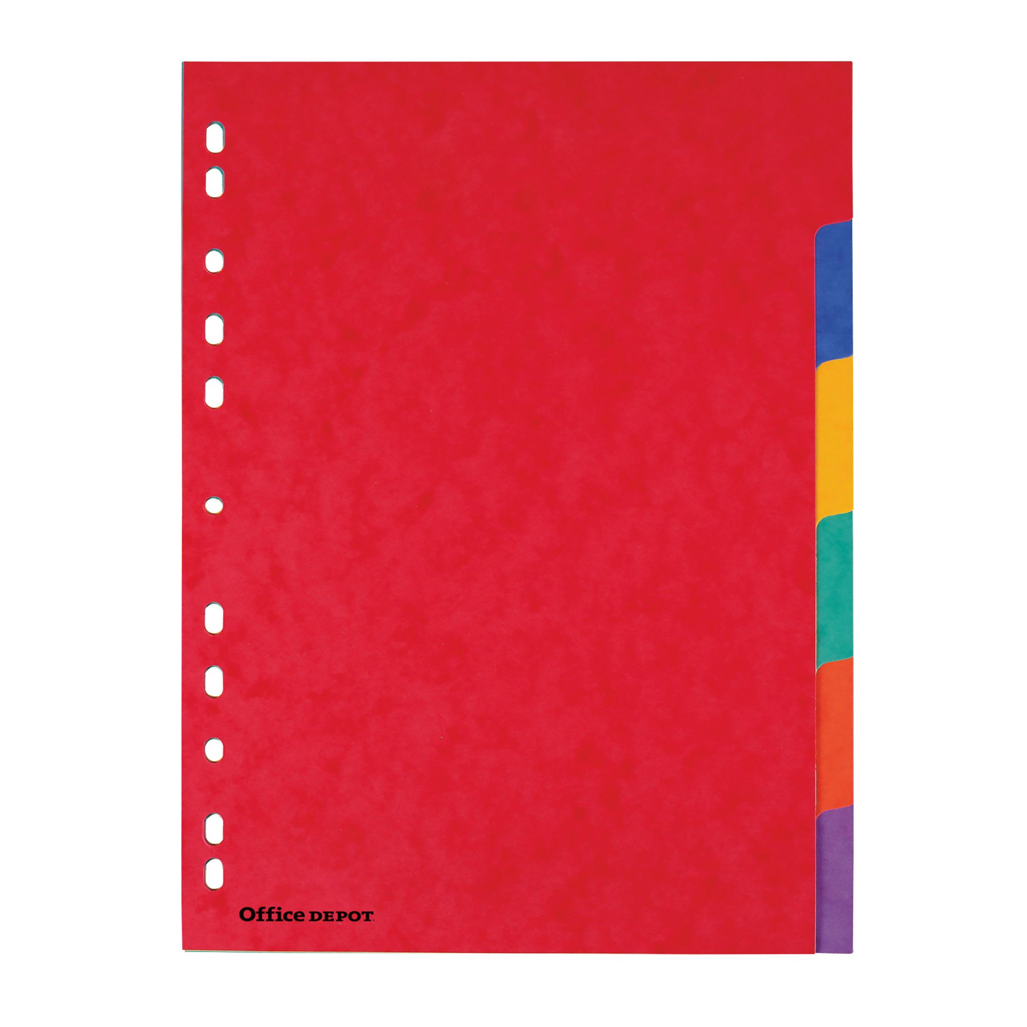 Office Depot Dividers A4 Coloured 6 tabs 11 holes pressboard blank