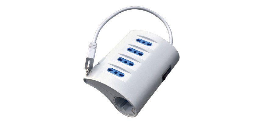 Multipresa da scrivania, 4 prese 10/16A bipasso + 1 10A bipasso/schuko + 2 USB tipo A