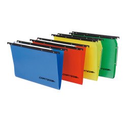 Cartelle  Sospese Cartesio PP per Cassetti in polipropilene, interasse 33 cm, Fondo a V, Confezione Retail da 10 p.zi, Colori Assortiti