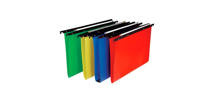 Cartelle  Sospese Cartesio PP per Cassetti in polipropilene, interasse 39÷39,8  cm,, Fondo a V, Confezione Retail da 10 p.zi, Colori Assortiti