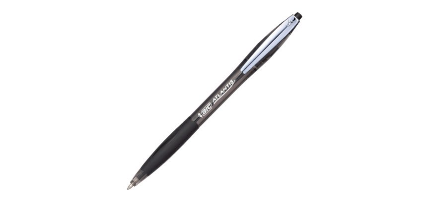 BIC Atlantis Soft Retractable Ballpoint Pen Grip Medium 0.4 mm Black Pack of 12