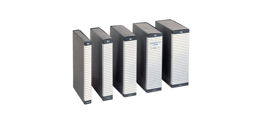 Scatole progetto Esselte Delso Line dorso 10 cm 25 x 35 colore grigio / bianco