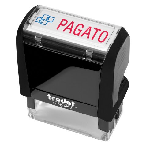 Timbro TRODAT Printy 4912 Office PAGATO - 47 x 18 mm blu-rosso