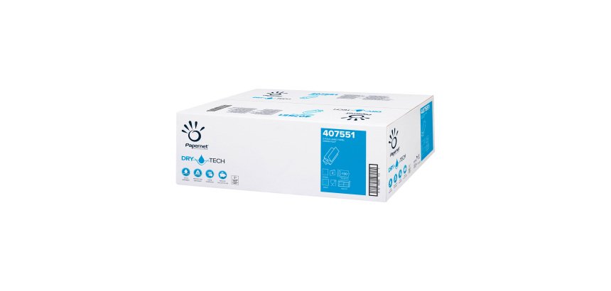 Papernet DryTech Hand Towels Z-fold White 2 Ply 407551 Pack of 20 of 130 Sheets