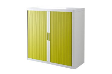 Paperflow Tambour Cupboard Lockable with 2 Shelves Steel & Polystyrene EasyOffice 1100 x 415 x 1040mm White & Green