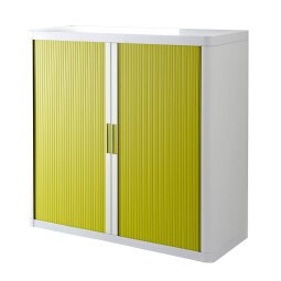 Paperflow Tambour Cupboard Lockable with 2 Shelves Steel & Polystyrene EasyOffice 1100 x 415 x 1040mm White & Green