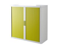 Paperflow Tambour Cupboard Lockable with 2 Shelves Steel & Polystyrene EasyOffice 1100 x 415 x 1040mm White & Green