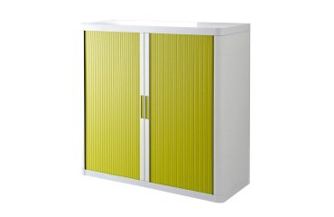 Paperflow Tambour Cupboard Lockable with 2 Shelves Steel & Polystyrene EasyOffice 1100 x 415 x 1040mm White & Green
