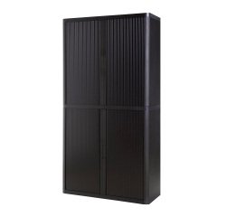 Paperflow Tambour Cupboard Lockable with 4 Shelves Steel & Polystyrene EasyOffice 1100 x 415 x 2040mm Black
